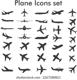 Plane silhouette set. Set of Different Kind of Airplanes Silhouettes svg