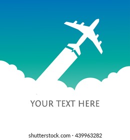 Plane silhouette in the sky colorful travel design background