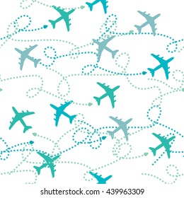 Plane silhouette in the sky colorful travel design background