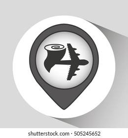 plane silhouette and tornado icon, vector illustration