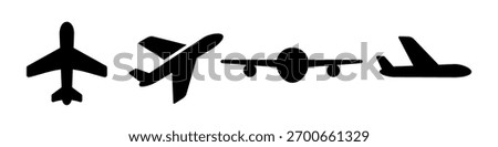 Plane silhouette vector. Airplane icon set
