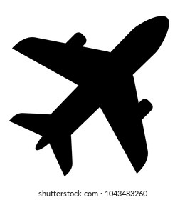 Plane silhouette vector icon isolated on white background