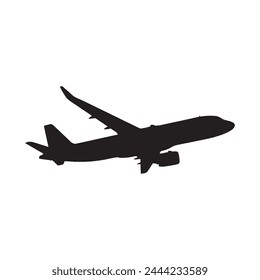 plane silhouette vector isolated black on white background