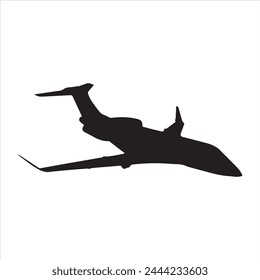 plane silhouette vector isolated black on white background