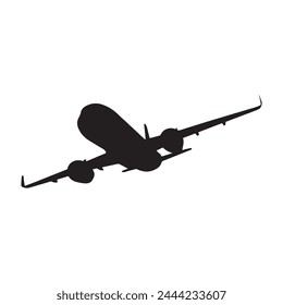 plane silhouette vector isolated black on white background