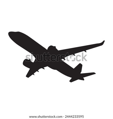 plane silhouette vector isolated black on white background