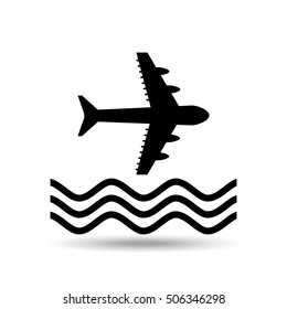 plane silhouette and water icon, vector illustration