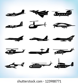 plane silhouettes set