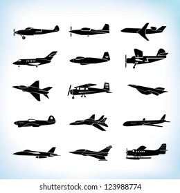 plane silhouettes set