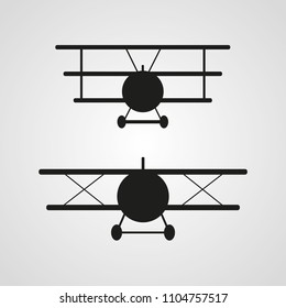 Plane silhouettes - triplane, biplane - vector design