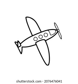 Plane simple doodle icon. Airplane outline logo drawing. Hand drawn logotype isolated on white. Vector illustration