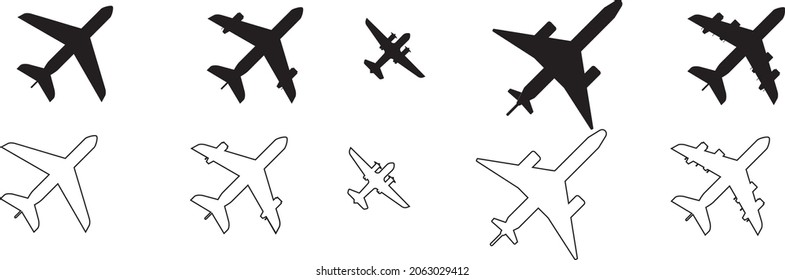 Plane simple icons set vector. Aircraft symbol