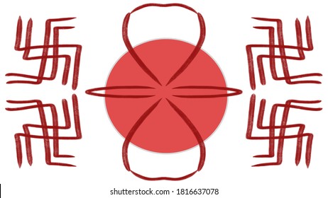 Plane simple Japanese style design in a white background symmetrical in structure which will look very stylish as a cover of a book or a banner