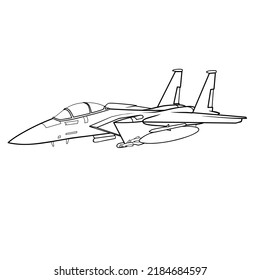 plane sketch, coloring book, isolated object on white background, vector illustration, eps