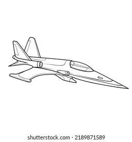 plane sketch, coloring book, isolated object on white background, vector illustration, eps