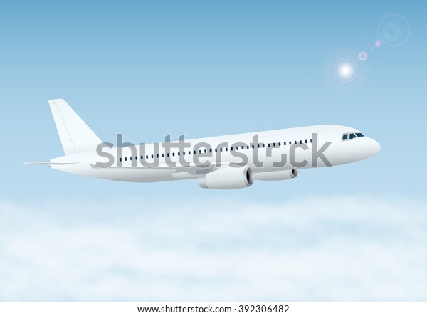 Plane Sky Clouds Vector Illustration Stock Vector (Royalty Free ...