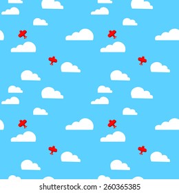 The plane in the sky Graphic Design on Seamless Background 