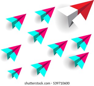 plane in the sky. paper art style