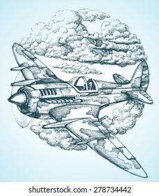 Plane in the sky round icon