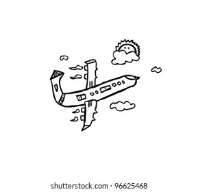 plane in the sky vector illustration
