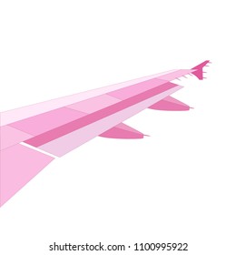 Plane in the sky. View of the wing of the aircraft from ilyuminatora. We are flying on vacation. Travel by plane. Elliment for composition. Place for the inscription.