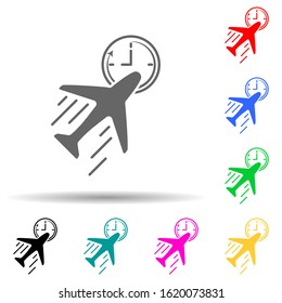 plane speed multi color style icon. Simple glyph, flat vector of speed icons for ui and ux, website or mobile application