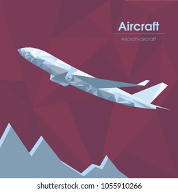 plane stylized triangles on abstract background of triangles