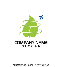 Plane surrounds leaves for Flight logo templates and trips with vector files