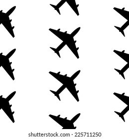 Plane symbol seamless pattern on white background. Vector illustration.