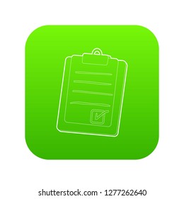 Plane tablet icon green vector isolated on white background