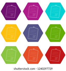 Plane tablet icons 9 set coloful isolated on white for web
