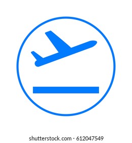 Plane takeoff circular line icon. Round colorful sign. Flat style vector symbol