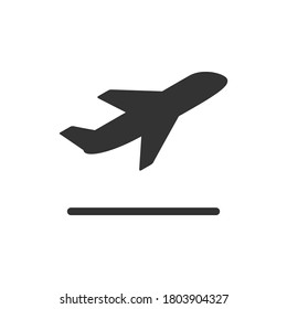 Plane takeoff icon or aviation concept