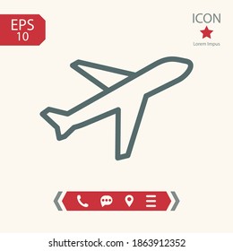 plane takeoff line icon, outline vector illustration.