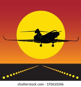 plane takeoff in silhouette 0100