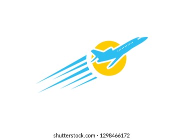 Plane takeoff vector design. Travel logo design