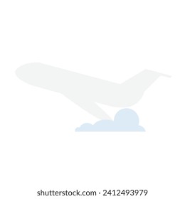 Plane takes off. Airplane on a background of clouds, vector illustration