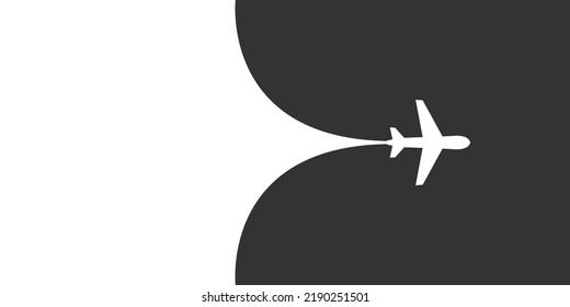 The plane takes off, leaving behind an empty space. Place for your advertisement. Vector illustration.