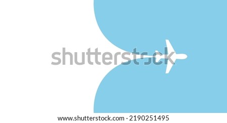 The plane takes off, leaving behind an empty space. Place for your advertisement. Vector illustration.