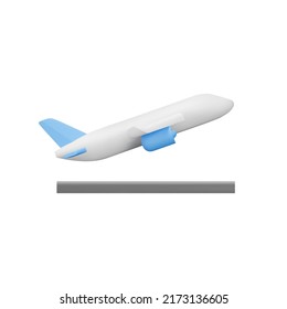Plane taking off 3d icon. Isolated object on a transparent background