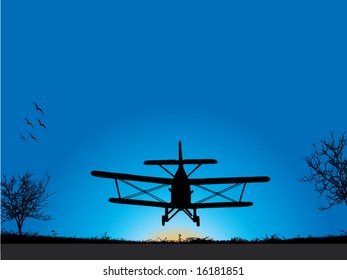 plane is taking off the airfield