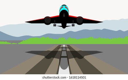 Plane taking off digital illustration