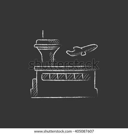 Plane taking off. Drawn in chalk icon.