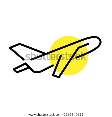 Plane taking off. Going on a vacation trip. Pixel perfect, editable stroke line art icon