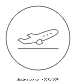 Plane taking off line icon.
