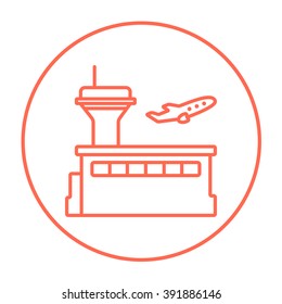 Plane taking off line icon.