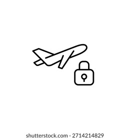 Avião decolando e travando. Segurança da aviação. Pixel perfeito, ícone de vetor de traçado editável