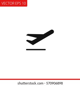 Plane Taking Off Silhouette  Vector Icon.