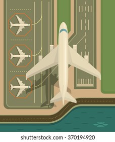Plane is taking-off. Vector flat illustration