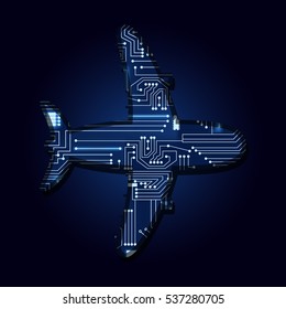 Plane with a technological electronics circuit.
